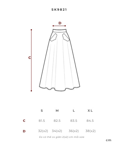 Chân váy midi xòe màu đen - SK9821
